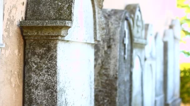 Old Decayed Monuments Very Old Already Decayed Graveyard — 图库视频影像