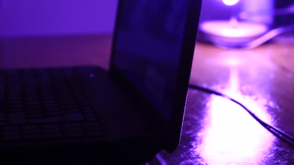 Laptop Keyboard Close Dark Room — 图库视频影像