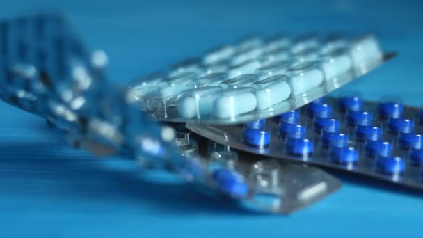 Envoltura Píldoras Clip Cierre Estantería Medicina Farmacia Drogas Malversación — Vídeos de Stock