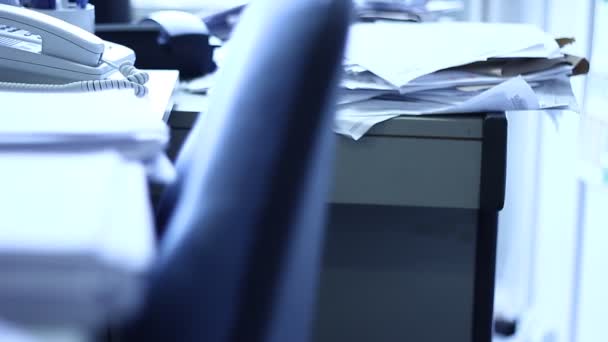 Close Paper Stack Staples Shallow Dof Interesting Light Old Documents — Stock Video