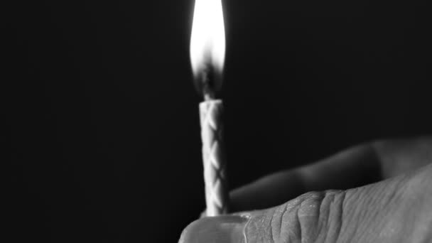 Birthday Candle Extreme Close Extreme Macro Dark Background — Stockvideo