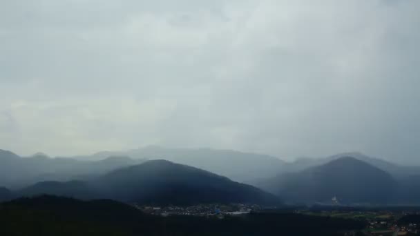 Time Lapse Fortes Pluies Brouillard Brouillard Nuages Montagnes — Video