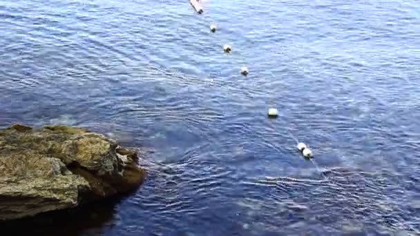 Buoy Markers Floating Sea Water Shore — Videoclip de stoc