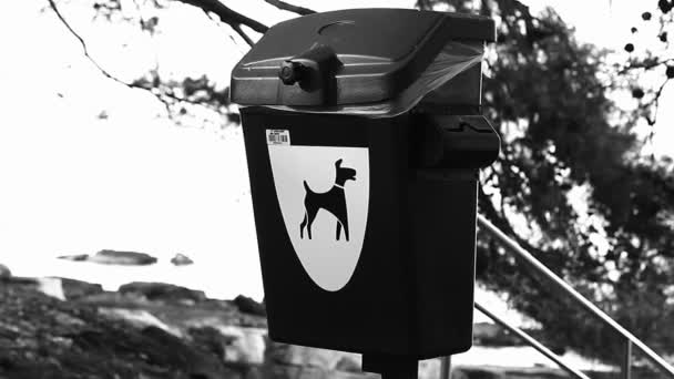 Panier Avec Des Sacs Pour Les Excréments Chiens Dans Nature — Video