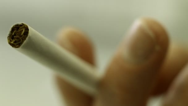 Close Cigarette Palm Hand Fingers — Video Stock