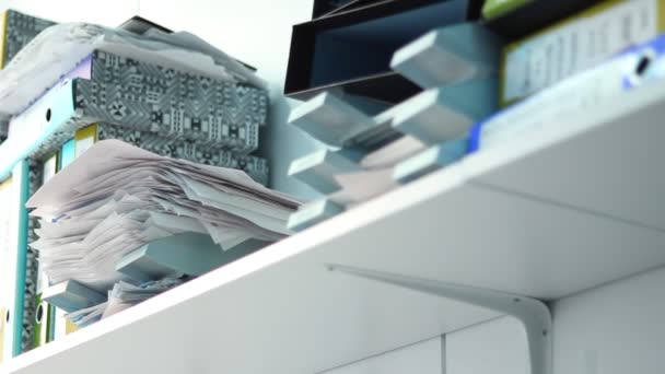 Papier Büro Arbeit Büro Modernes Büro Papierstapel Ungelöste Dokumente — Stockvideo