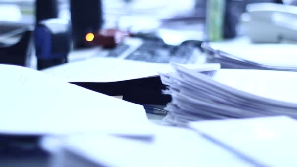 Stacks Documents Office Mess Lot Undone Work — Stock Video