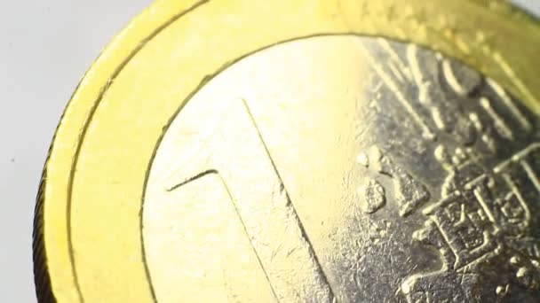 Macro Una Moneda Euro — Vídeos de Stock