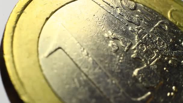 Macro One Euro Coin — Stock Video
