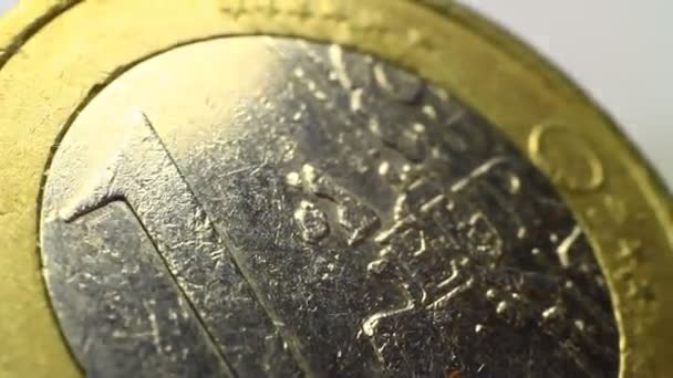 Makro Einer Euro Münze — Stockvideo