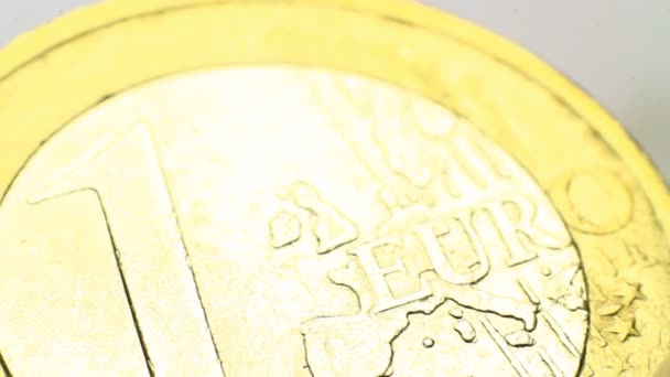 Macro Una Moneda Euro — Vídeos de Stock