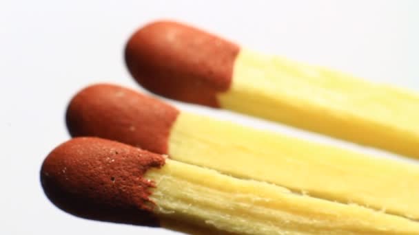 Matches White Background Macro Pruebarlas Observando — Vídeos de Stock