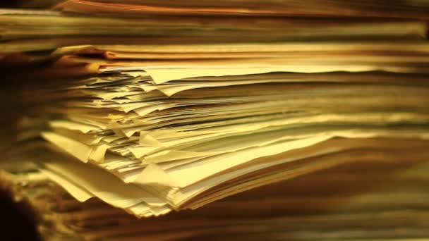 Los Documentos Cierran Archivo Archivos Antiguos Archivados Papeles Hojas Papel — Vídeos de Stock