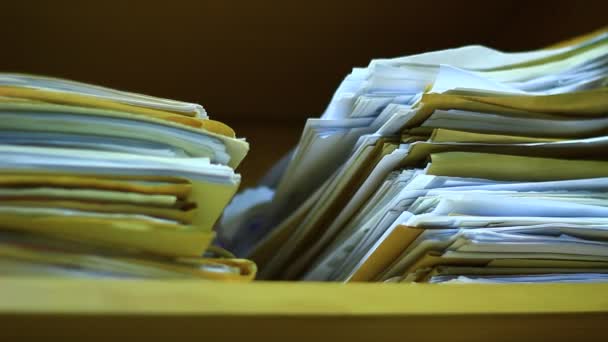 Документи Крупним Планом Архіві Архів Старих Файлів Паперів Стосів Паперів — стокове відео