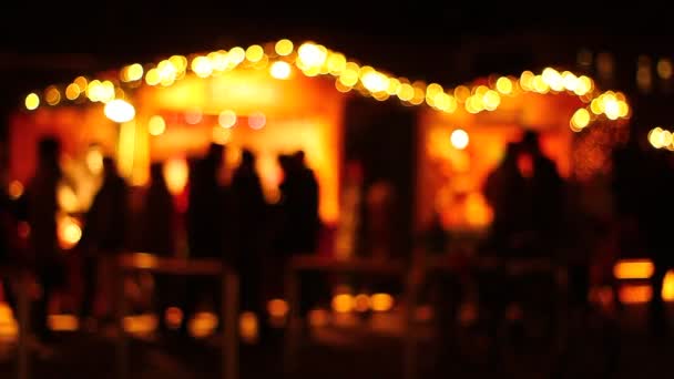 Künstlerische Darstellung Der Menschen Auf Einem Markt Abend Der Nacht — Stockvideo