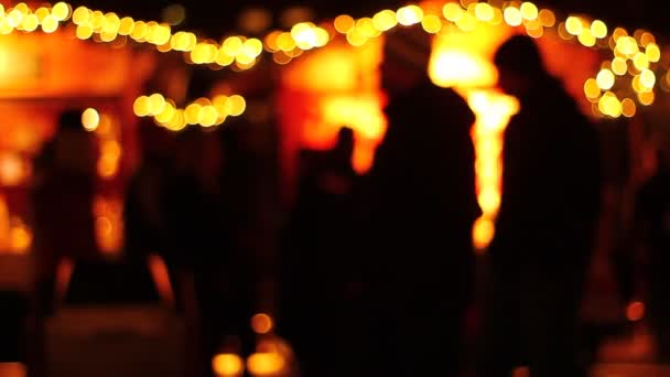 Künstlerische Darstellung Der Menschen Auf Einem Markt Abend Der Nacht — Stockvideo