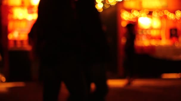 Künstlerische Darstellung Der Menschen Auf Einem Markt Abend Der Nacht — Stockvideo