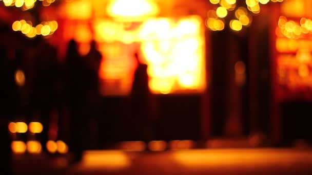 Künstlerische Darstellung Der Menschen Auf Einem Markt Abend Der Nacht — Stockvideo