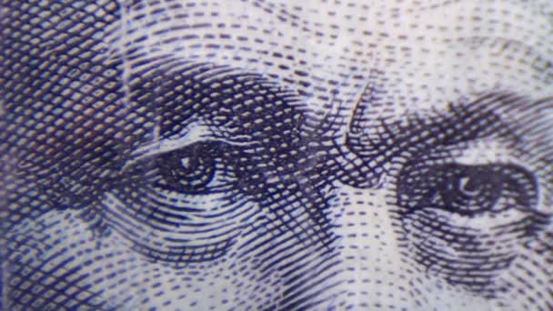 Makro Australiska Papperspengar Jag Inspekterar Den Stora Bokstäver Australien Ekonomi — Stockvideo