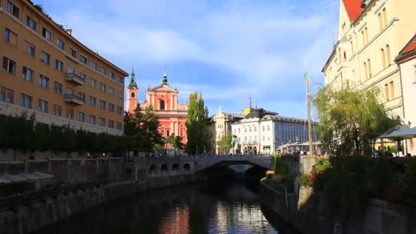 Tidsbrist För Staden Ljubljana Slovenien Huvudstaden Slovenien — Stockvideo