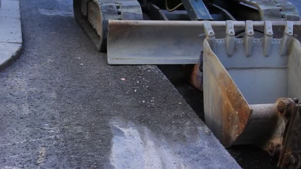 Werk Straat Graafmachines Werknemers Straat Gesloten — Stockvideo