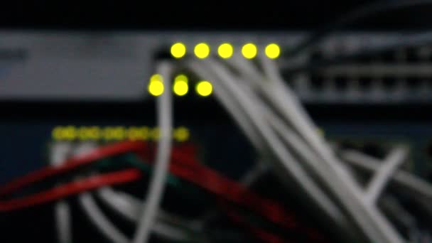 Detalles Del Interruptor Ethernet Con Conectores Cables Utp Manejo Partir — Vídeos de Stock