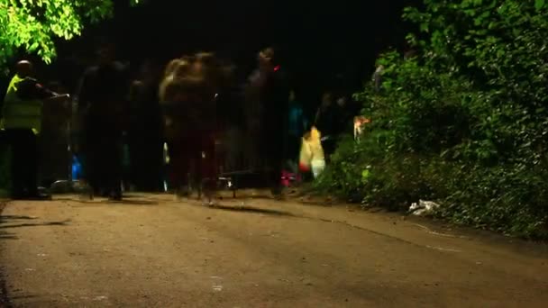 Timelapse Des Gens Nuit Dans Forêt Fête — Video