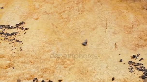 Travertine Terraces. Mineral Water Flows Naturally From a Spring in the Mountains. Beautiful Nature. Mineral Springs Macro — Stock Video