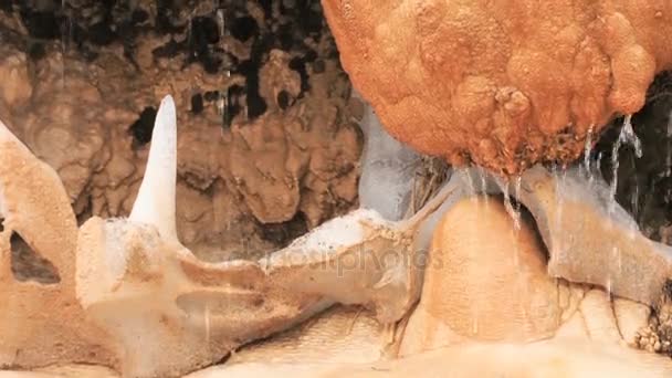 Travertine Terraces. Mineral Water Flows Naturally From a Spring in the Mountains. Beautiful Nature. Mineral Springs — Stock Video