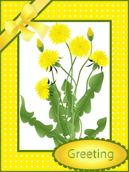 Greeting card bouquet of dandelions