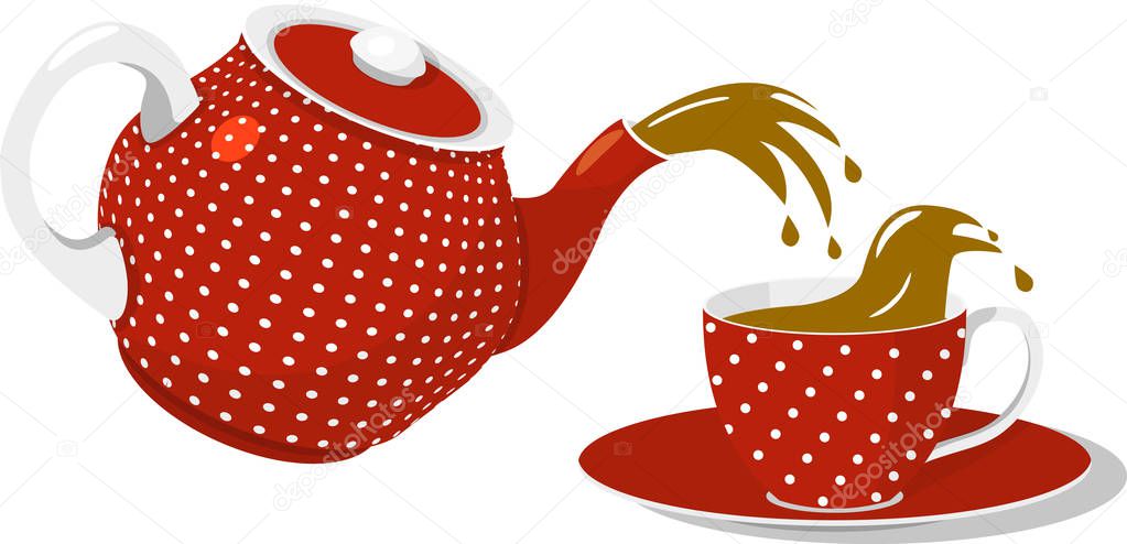 Red spotted teapot and cup