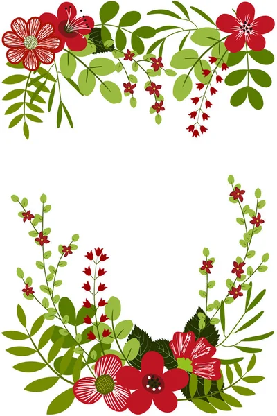 Tarjeta flores rojas — Vector de stock