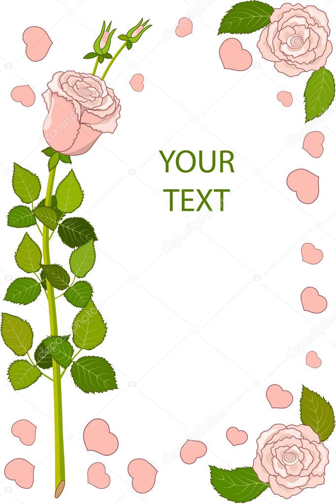Greeting card pink roses