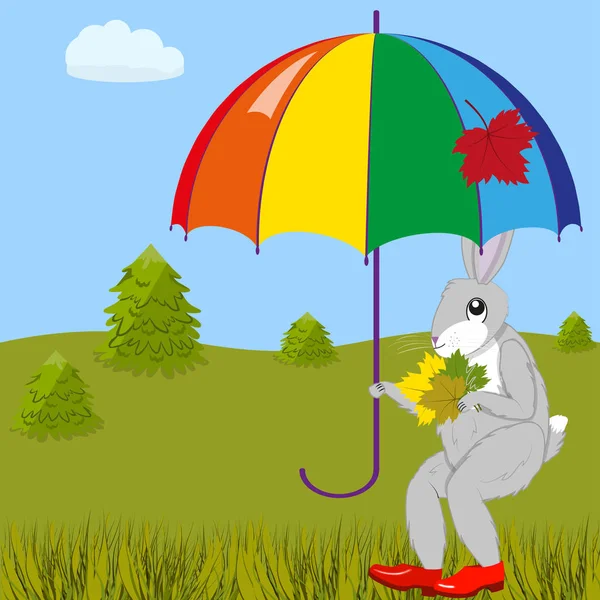 Zając pod parasolem — Wektor stockowy