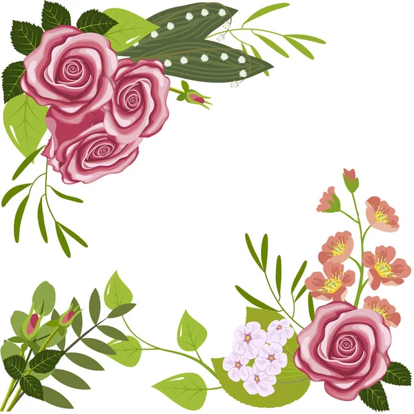 Tarjetas de felicitación rosas — Vector de stock