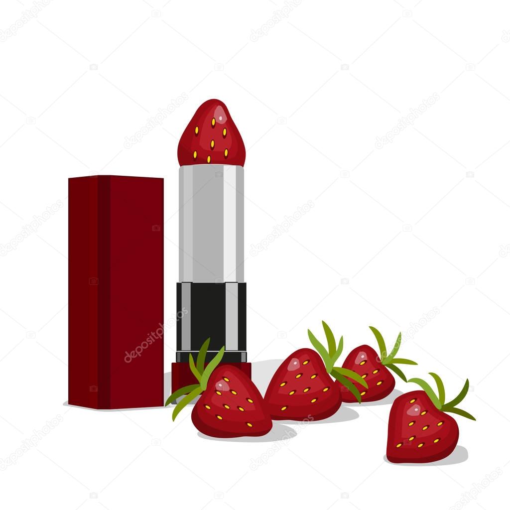 Lipstick and strawberry