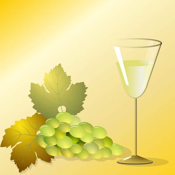 Uvas e taças de vinho — Vetor de Stock