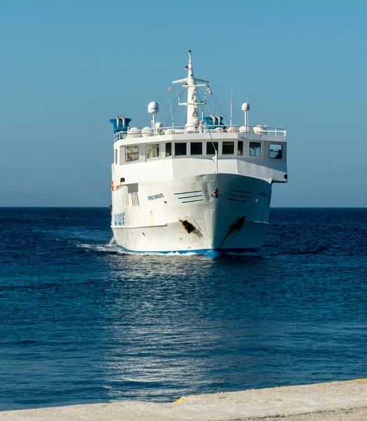 Ferry Express Scopelitis Small Cyclades Lines Arriving Island Donousa Aegean Royalty Free Stock Images