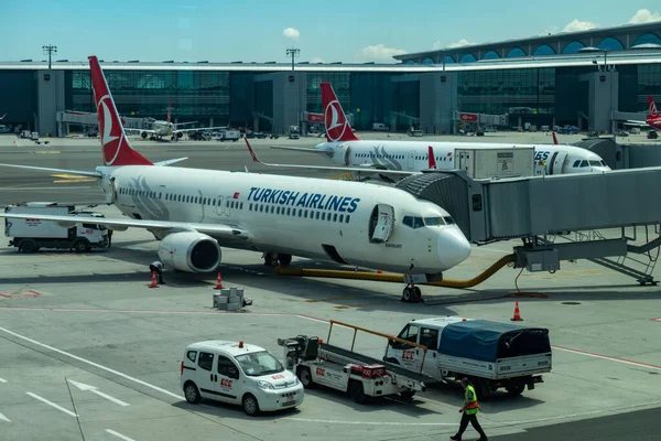 Avión Turkish Airlines Nuevo Aeropuerto Estambul Turquía — Foto de Stock