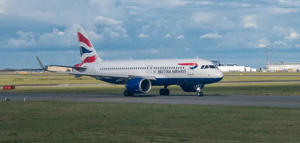 Avión British Airways Que Llega Aeropuerto Copenhague — Foto de Stock