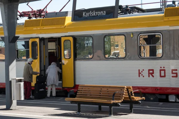 Comboio Regional Estação Ferroviária Karlskrona Blekinge Suécia — Fotografia de Stock