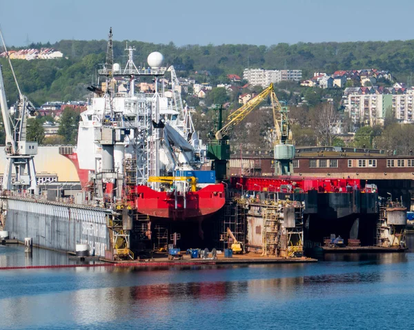 Groot Industriegebied Met Scheepsbouw Reparatie Haven Van Gdynia Polen — Stockfoto