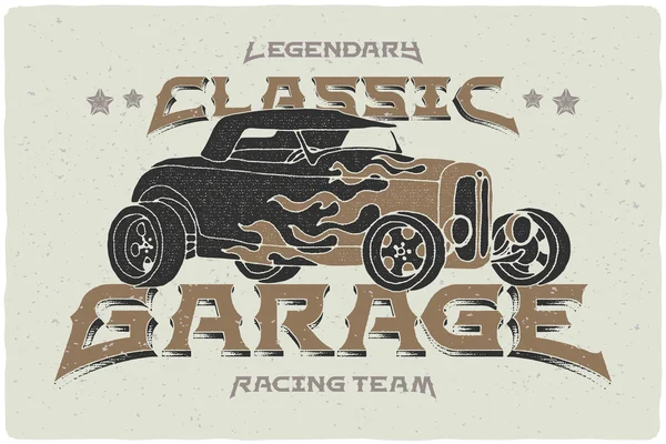 Vintage impresión con coche de varilla caliente — Vector de stock