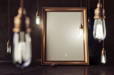 boş resim çerçevesi ile elektrik lambaları