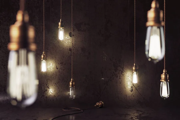 Loft-Szene mit elektrischen Lampen — Stockfoto