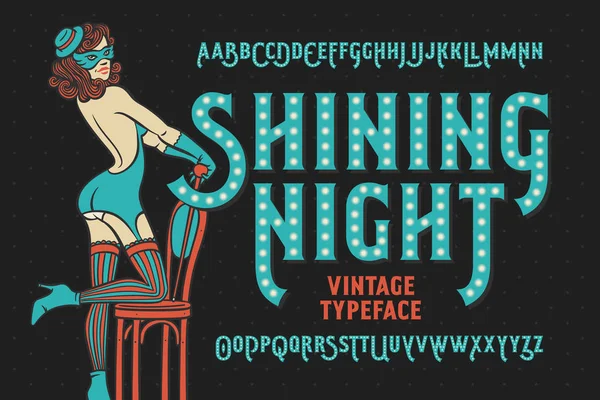 Vintage lettertype met danseres — Stockvector