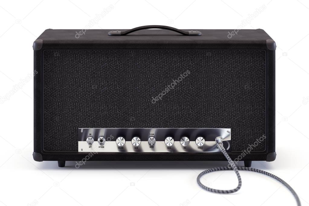 guitar amplifier with inserted audio cable