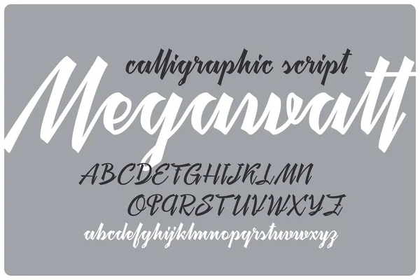 Kalligrafikus kézzel írott font neve "Megawatt" — Stock Vector