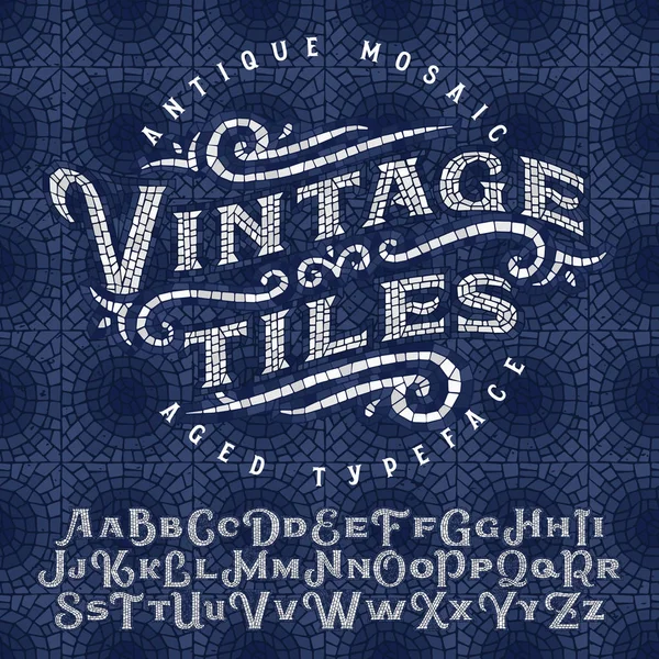 Vintage mosaico antiguo tipo de letra — Archivo Imágenes Vectoriales