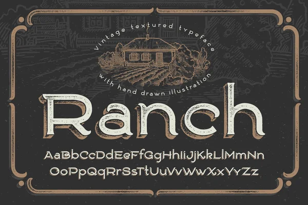 Текстурований шрифт з назвою "Ranch " — стоковий вектор